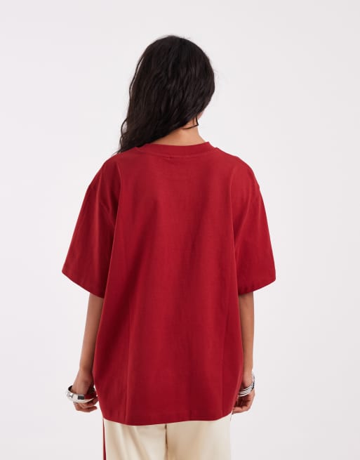 ASOS DESIGN – Czerwony T-shirt oversize z grafiką jabłkowej spirali, 2 z 4
