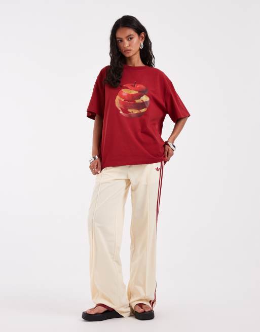 ASOS DESIGN – Czerwony T-shirt oversize z grafiką jabłkowej spirali, 4 z 4