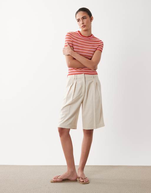 ASOS DESIGN – Czerwony T-shirt z prześwitującej dzianiny w paski, 2 z 4
