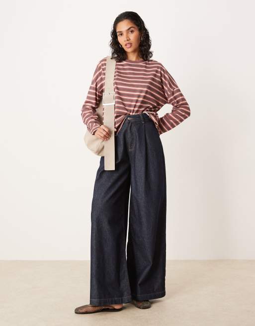 ASOS DESIGN – Czerwony top oversize w paski z długimi szerokimi rękawami, 2 z 4