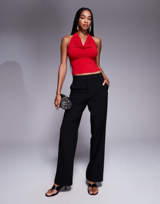 ASOS DESIGN – Czerwony top z lejącym dekoltem halter, 3 z 4