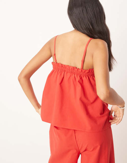 ASOS DESIGN – Czerwony trapezowy top na ramiączkach, część zestawu, 4 z 4