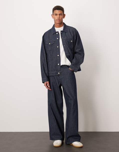 ASOS DESIGN część zestawu ekstremalnie luźne jeansy w paski w surowym odcieniu - view 1