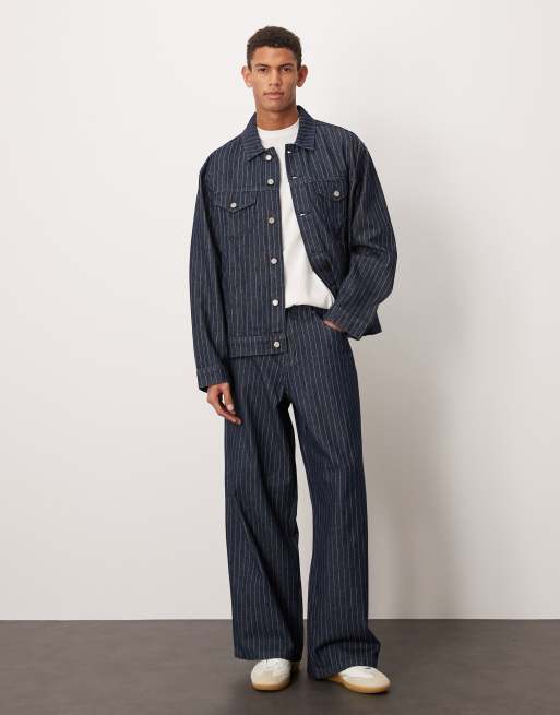 ASOS DESIGN – Granatowy jeansowy zestaw w paski, 2 z 3