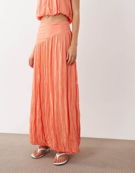 ASOS DESIGN część zestawu maxi spódnica z marszczonym dołem w kolorze koralowym - view 1
