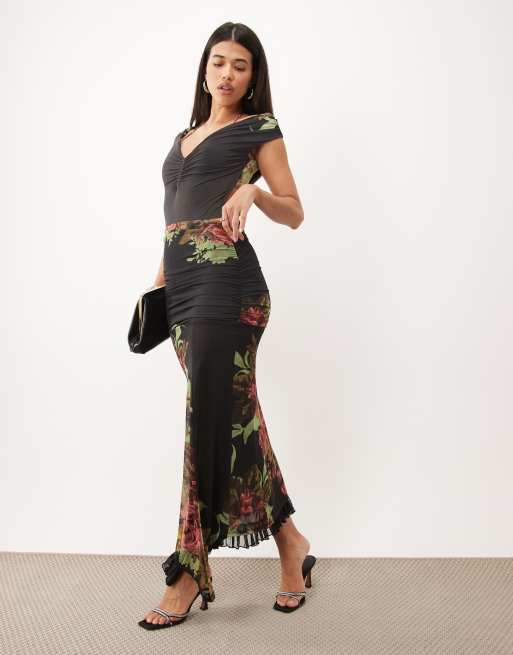 ASOS DESIGN – Czarny zestaw z siateczki w kwiatowy wzór, 2 z 3