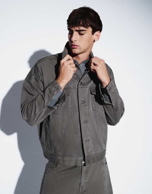 ASOS DESIGN – Szary zestaw jeansowy w jodełkę, 3 z 3
