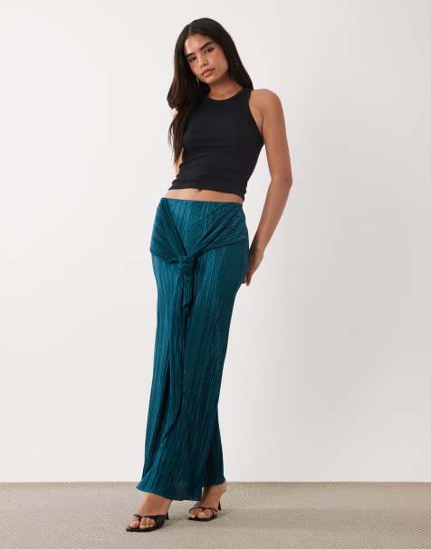 ASOS DESIGN część zestawu plisowana spódnica maxi z detalem wiązanego paska w kolorze teal - view 1