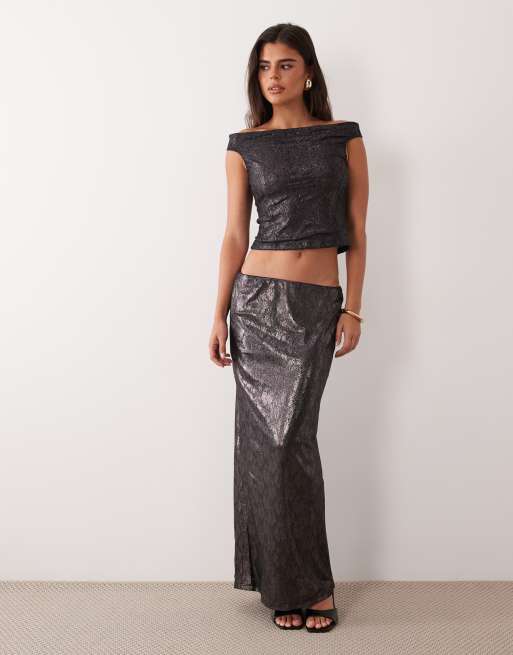 ASOS DESIGN – Czarny zestaw z koronką: spódnica i top, 2 z 3
