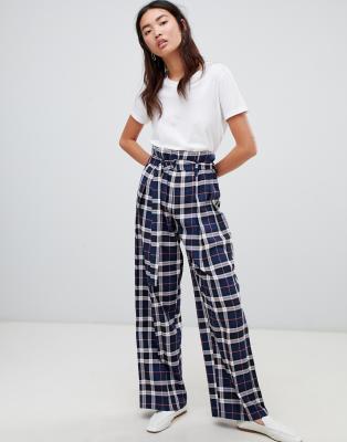 high waist check pants