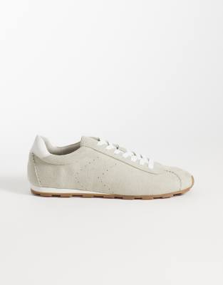 Dabble - Schmale Sneaker zum Schnüren aus Wildlederimitat in Grau Grau 37