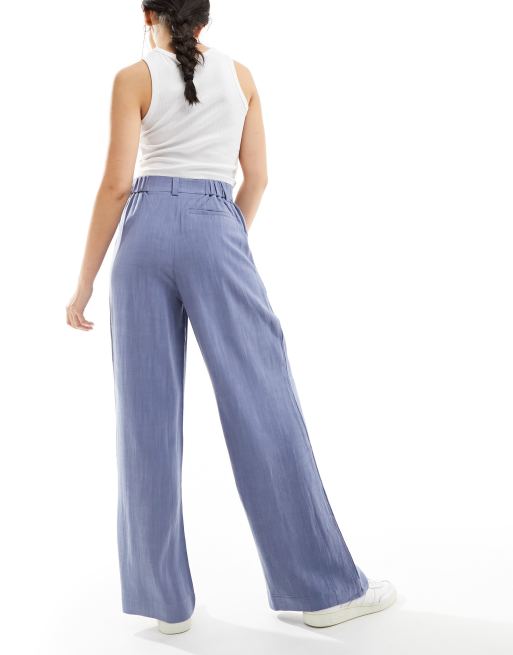 ASOS DESIGN - Dad broek van linnenmix met wijde pijpen in blauw , 3 van 5