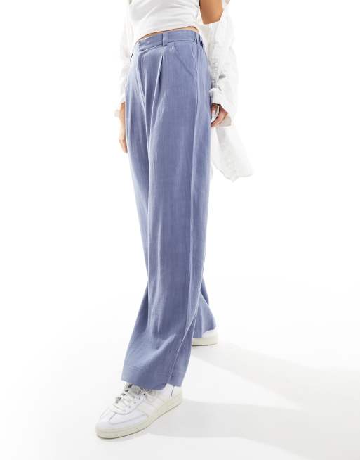 ASOS DESIGN - Dad broek van linnenmix met wijde pijpen in blauw , 4 van 5