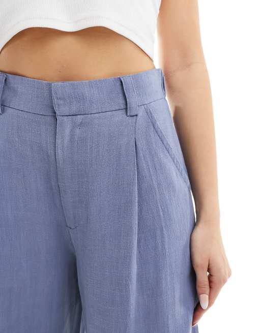 ASOS DESIGN - Dad broek van linnenmix met wijde pijpen in blauw , 5 van 5