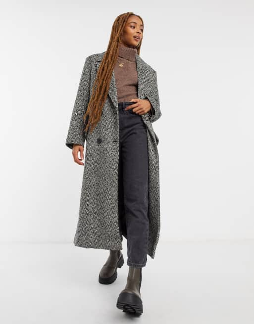 ASOS DESIGN - Dad-frakke i ensfarvet sildebensmønster, 4 af 4