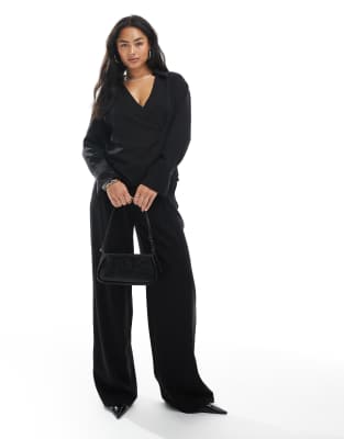 ASOS DESIGN - Dad-Hose aus Lyocell in Schwarz mit weitem Bein, Kombiteil