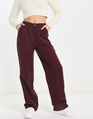 ASOS DESIGN - Dad-Hose in Schwarzrot mit weitem Schnitt