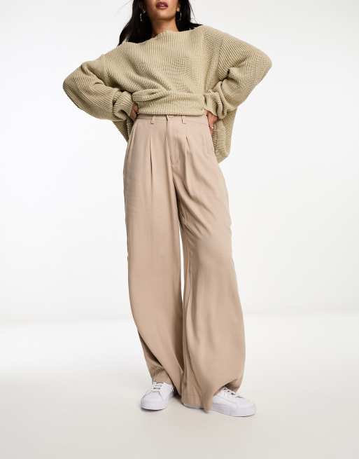 ASOS DESIGN – Dad-Hose in Taupe mit weitem Bein 