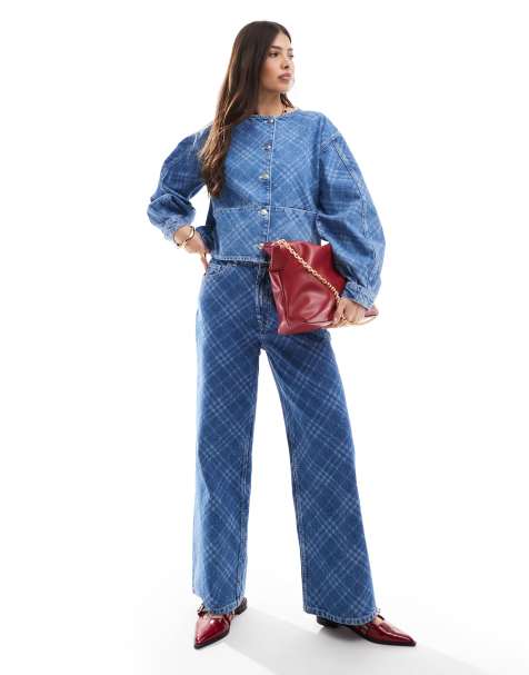 ASOS DESIGN dad jean in check print - view 1