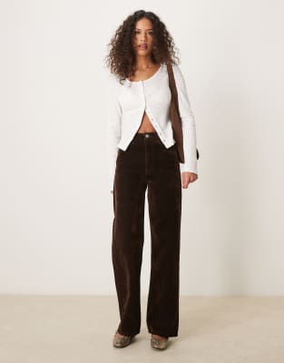 ASOS DESIGN ASOS DESIGN dad jean in flocked denim in brown