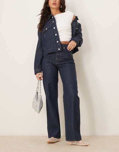 ASOS DESIGN dad jean with glitter in blue - view 1