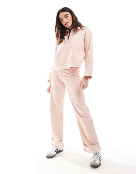 ASOS DESIGN – Dad-Jeans aus Denim Cord in Rosa - view 1