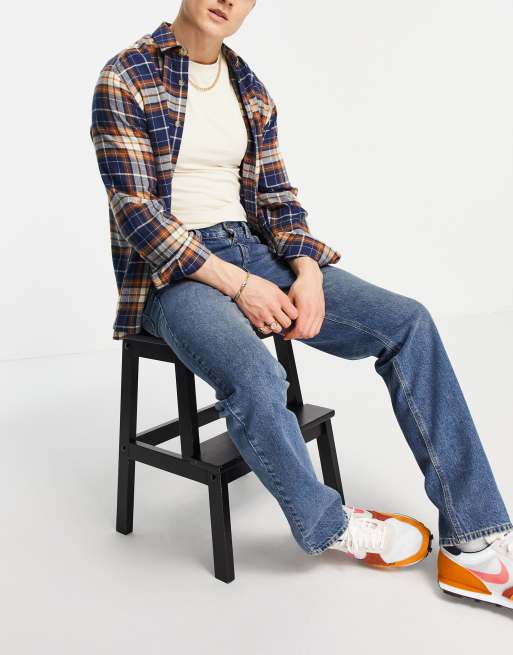 ASOS DESIGN - Dad-jeans i med elastisk talje i mørk vintage-vask, 4 af 4