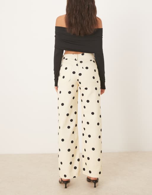 ASOS DESIGN dad jeans in butter yellow polka dot print
