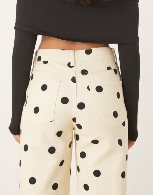 ASOS DESIGN dad jeans in butter yellow polka dot print