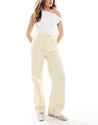 ASOS DESIGN dad jeans in butter yellow