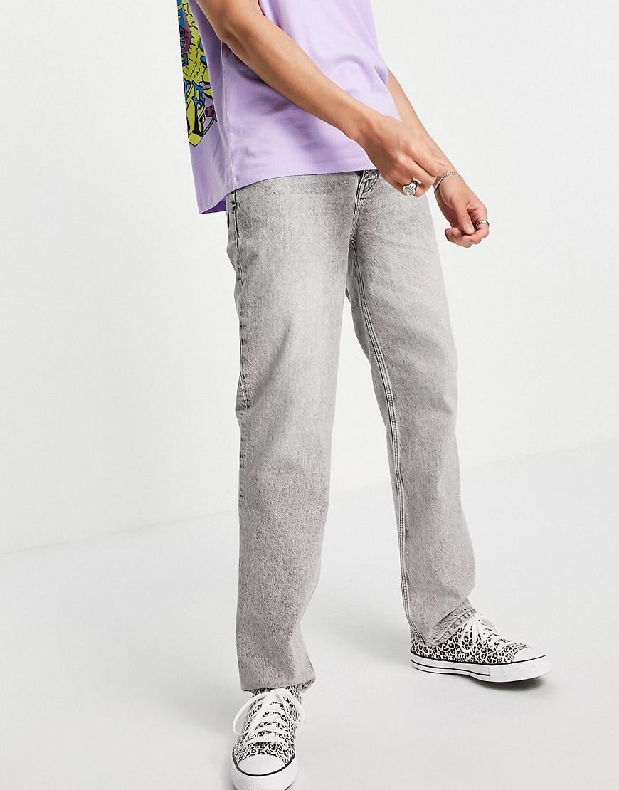ASOS DESIGN - Dad jeans in lichtgrijze wassing-Grijs