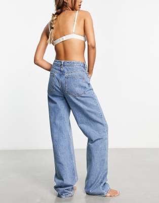 ASOS DESIGN DAD JEANS IN MID BLUE