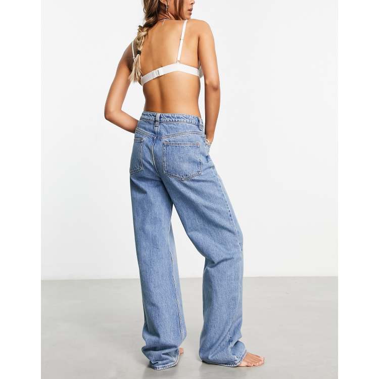 ASOS DESIGN dad jeans in mid blue