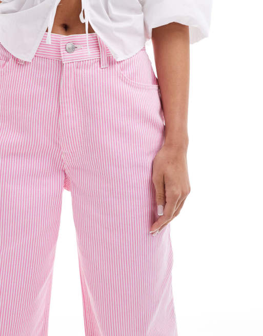 ASOS DESIGN dad jeans in pink stripe