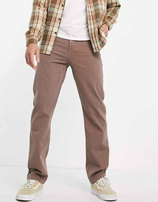 ASOS DESIGN – Dad-Jeans in verwaschenem Braun