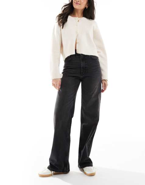 ASOS DESIGN – Dad-Jeans in verwaschenem Schwarz - view 1