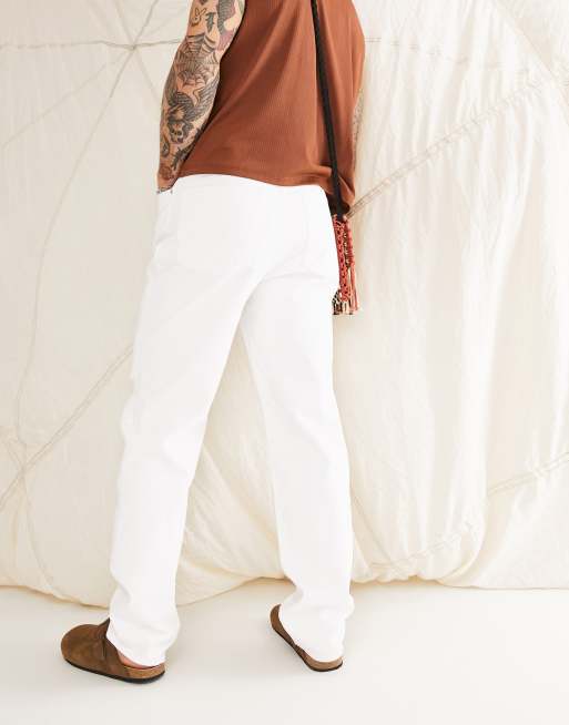 ASOS DESIGN dad jeans in white with heavy rips | ASOS