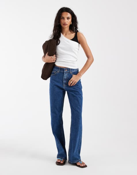 ASOS DESIGN - Dad-jeans med vide ben i ren blå - view 1