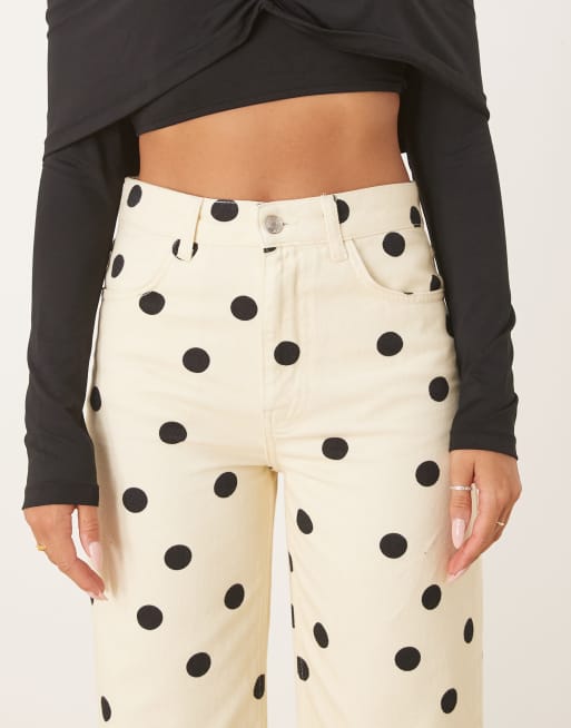 ASOS DESIGN - Dad jeans met stippenprint in botergeel, 4 van 5