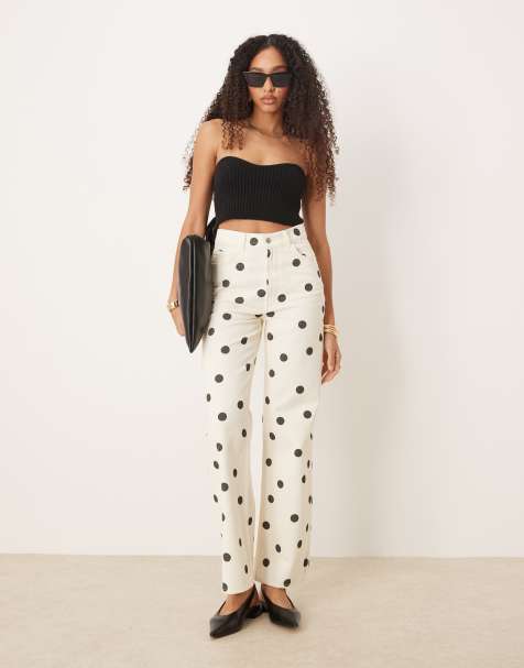 ASOS DESIGN - Dad jeans met stippenprint - view 1