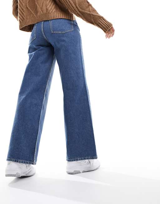 ASOS DESIGN - Dad jeans met wijde pijpen in donker middenblauw, 3 van 5