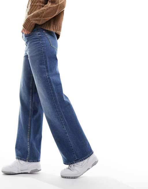 ASOS DESIGN - Dad jeans met wijde pijpen in donker middenblauw, 5 van 5
