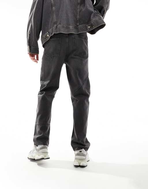 ASOS DESIGN – Dad-Jeans mit Bahnendetail in verwaschenem Schwarz, 4 von 5