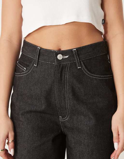 ASOS DESIGN – Dad-Jeans mit Waschung in Schwarz und Kontrastnaht, 5 von 5