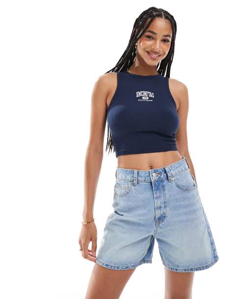 ASOS DESIGN – Dad-Jeansshorts in verwaschenem Mittelblau - view 1