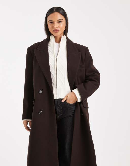 ASOS DESIGN – Dad-Mantel in Schokobraun mit Oversize-Schnitt, 3 von 4