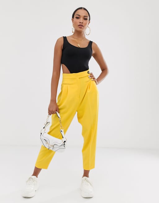 ASOS DESIGN dad pants in bright yellow pop | ASOS