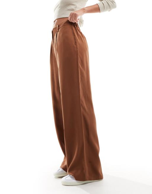 ASOS DESIGN casual wide leg pants in beige