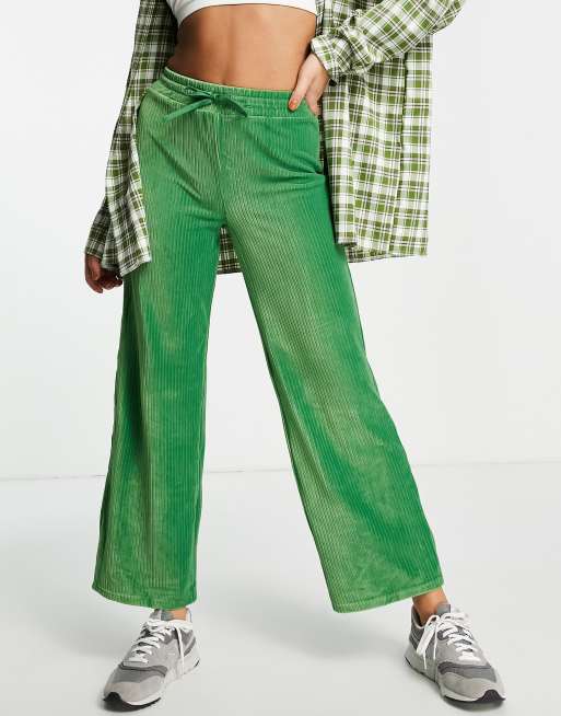 ASOS DESIGN dad pants in cord in green