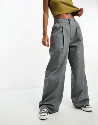 Asos Design Relaxed Dad Pants In Gray